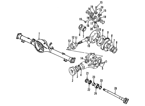 1994 Suzuki Sidekick Rear Axle, Differential, Propeller Shaft Core-Assembly Heater Diagram for 27140-60A00