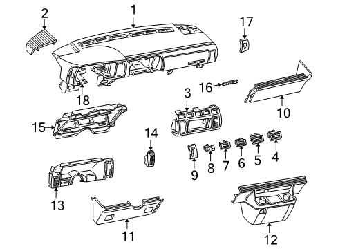 1990 GMC Safari Instrument Panel Auxiliary Air Conditioner Blower Swich Assembly Diagram for 15563180