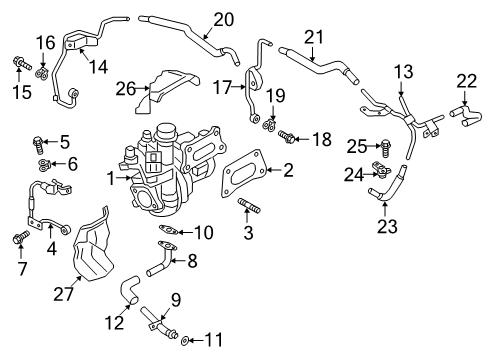 2019 Infiniti QX50 Turbocharger Turbocharger Inlet Gasket Diagram for 14415-5NA0A