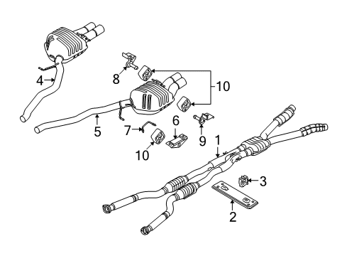 2008 BMW M6 Exhaust Components Rear Muffler Left Diagram for 18307837060