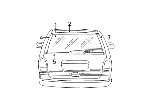 2005 Dodge Caravan Glass & Moldings - Lift Gate BACKLITE Diagram for 5020776AC
