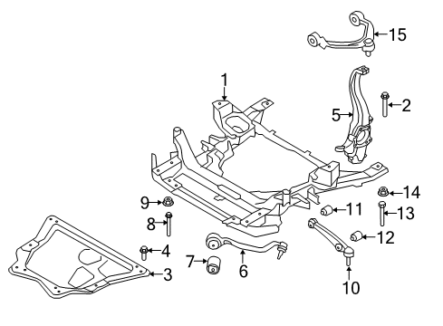 2017 BMW X5 Front Suspension Components, Lower Control Arm, Upper Control Arm, Ride Control, Stabilizer Bar Reinforcement Plate Diagram for 31116853814