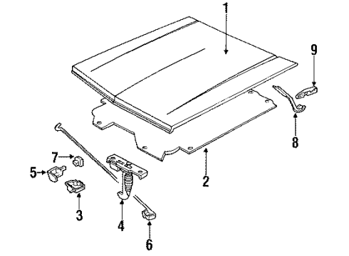 1991 Oldsmobile Bravada Hood & Components Cable, Hood Primary Latch Release Diagram for 15627455