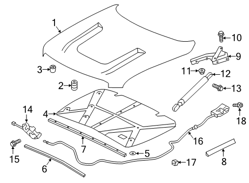 2018 Nissan Titan Hood & Components Seal-Hood Front Diagram for 65820-EZ70A