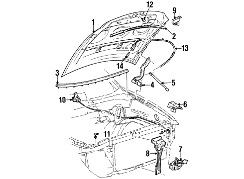 2001 Lincoln Navigator Hood & Components Lift Cylinder Diagram for F85Z-16C826-AB