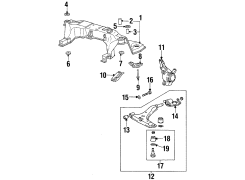 1998 Hyundai Sonata Front Suspension Components, Lower Control Arm, Stabilizer Bar Ball Joint Kit-Suspension Lower Arm Diagram for 54503-34A01