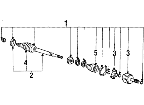 1989 Honda CRX Axle Shaft - Front Driveshaft Set, Driver Side Diagram for 44011-SH3-A22