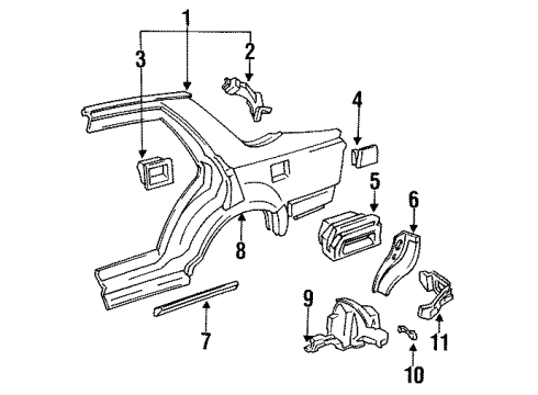 1994 Acura Vigor Quarter Panel & Components Clip A, Molding Diagram for 75328-SH3-A01