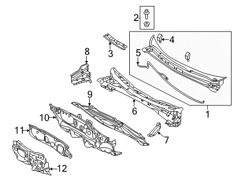 2014 Hyundai Accent Cowl Panel Complete-Dash Diagram for 64300-1R300