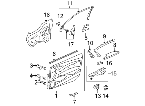 2012 Honda Accord Interior Trim - Door Panel, R. FR. Door Lining Switch *NH167L* (GRAPHITE BLACK) Diagram for 83522-TE0-A01ZA