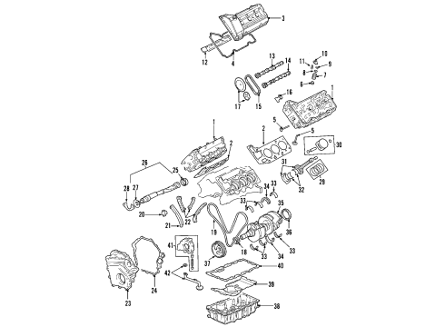 2001 Oldsmobile Aurora Engine Parts, Mounts, Cylinder Head & Valves, Camshaft & Timing, Oil Pan, Oil Pump, Balance Shafts, Crankshaft & Bearings, Pistons, Rings & Bearings Bearing Kit-Crankshaft(Std #1, 2, 4) Diagram for 12560370