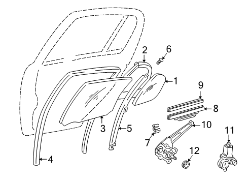 2005 Toyota Echo Rear Door - Glass & Hardware Regulator Diagram for 69804-52010