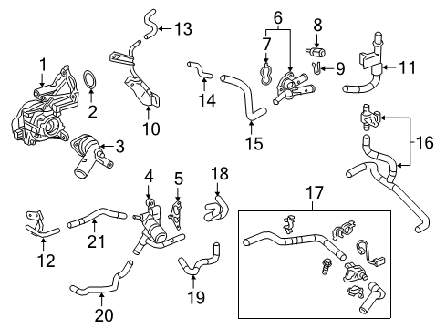 2020 Toyota Camry Powertrain Control Pipe Sub-Assembly Water Diagram for 16207-F0010