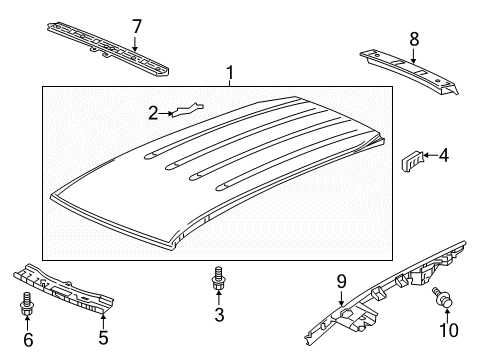 2019 Honda Pilot Roof & Components Bracket, Roof Rail Diagram for 63508-TZ5-A00ZZ