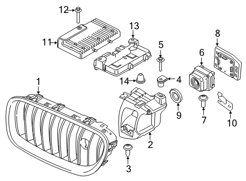 2016 BMW X6 Grille & Components BRACKET, CONTROL UNIT Diagram for 66549296970