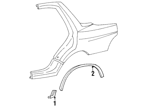 1986 Acura Legend Exterior Trim - Quarter Panel Molding, Left Rear Fender Shoulder (Rear) Diagram for 75366-SD4-922