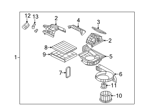 2010 Kia Optima Blower Motor & Fan Cover Assembly-Air Filter Diagram for 971292G000