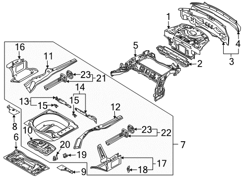 2006 BMW 650i Rear Body Rear Cross Member Diagram for 41127125167