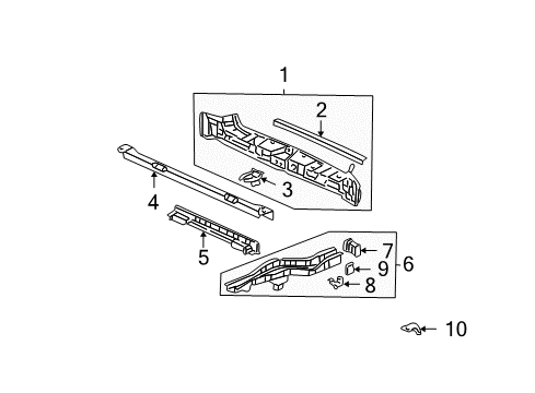 2006 Honda Pilot Rear Body Panel, Floor & Rails Extension, Right Rear Frame Diagram for 65636-S3V-A01ZZ