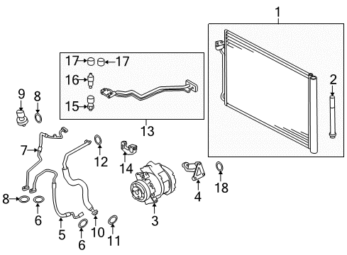 2012 BMW X6 A/C Condenser, Compressor & Lines Holder, Double Pipe Diagram for 64509139604