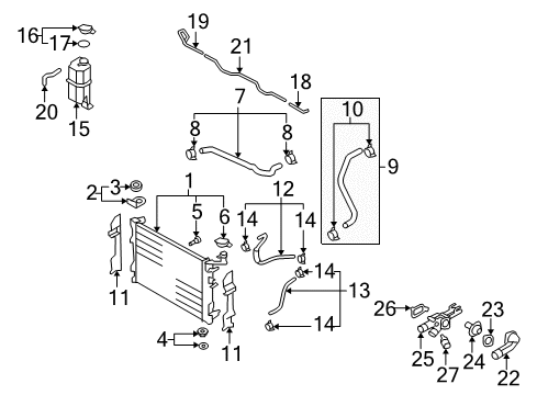 2011 Hyundai Elantra Powertrain Control Hose Assembly-Radiator Upper Diagram for 25414-2H100