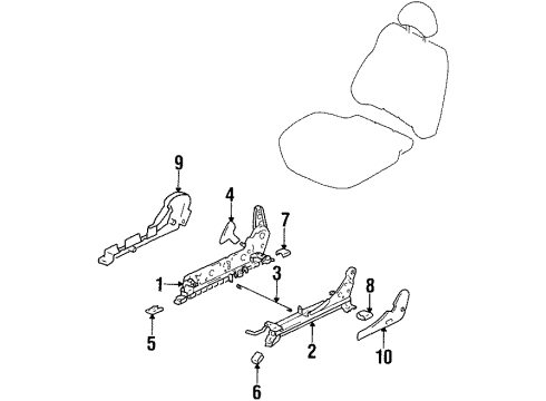 1997 Hyundai Tiburon Tracks & Components Knob-Front Seat Recliner, RH Diagram for 88230-27000-LK