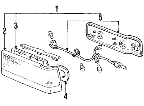 1985 Honda Civic Tail Lamps Socket, Passenger Side Diagram for 33502-SB4-671