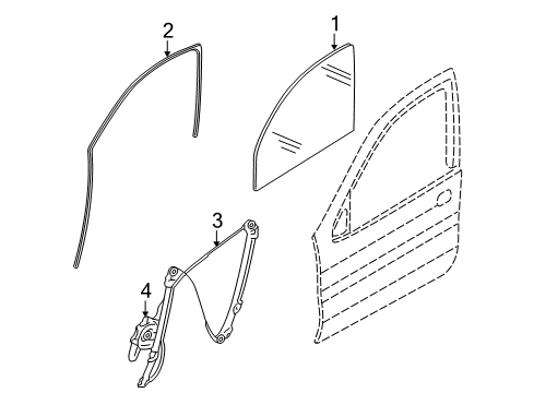 2008 BMW X6 Front Door Window Guide, Right Front Door Diagram for 51337310316