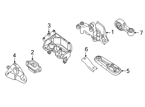 2014 Nissan Sentra Engine & Trans Mounting Rear Engine Mount Bracket Diagram for 11332-3DA0A