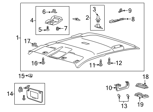 2021 Ford Ranger Interior Trim - Cab Visor Diagram for KB3Z-2104104-AA