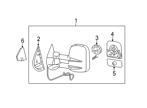 2009 GMC Sierra 3500 HD Mirrors Mirror Glass Diagram for 15933017