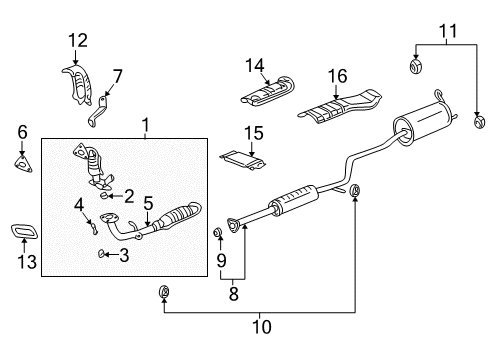 2005 Honda Insight Exhaust Manifold Converter Diagram for 18160-PHM-A50