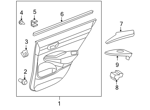 2006 Honda Civic Rear Door Armrest, Left Rear Door Lining (Atlas Gray) Diagram for 83780-SNA-A21ZA