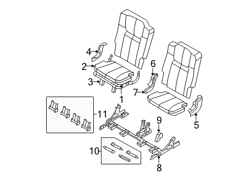 2007 Jeep Commander Third Row Seats Seat Cushion Foam Right And Left Diagram for 5183629AA