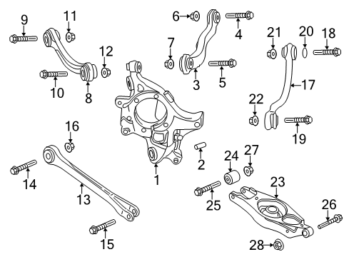 2016 Dodge Charger Rear Suspension Components, Lower Control Arm, Stabilizer Bar Bolt-HEXAGON Head Diagram for 6507107AA