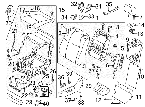 2012 Infiniti M35h Driver Seat Components Cover-Seat Slide Diagram for 87557-1MA0A