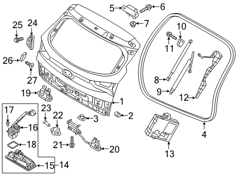 2021 Hyundai Tucson Parking Aid Camera Assembly-Back View Diagram for 95766-D3700
