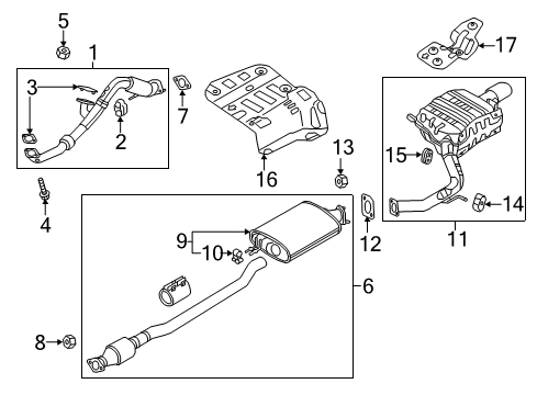 2019 Kia Sorento Exhaust Components Front Muffler Assembly Diagram for 28610C6150