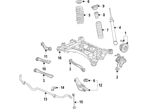 2021 Acura TLX Rear Suspension, Lower Control Arm, Upper Control Arm, Ride Control, Stabilizer Bar, Suspension Components Washer, Rear (15Mm) Diagram for 90438-TGV-A00