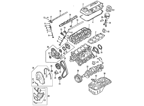 1993 Mitsubishi Mirage Engine Parts, Mounts, Cylinder Head & Valves, Camshaft & Timing, Oil Pan, Oil Pump, Crankshaft & Bearings, Pistons, Rings & Bearings Bracket Engine Front Mounting Diagram for MB949798