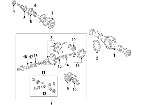 2019 Toyota Tacoma Rear Axle, Differential, Propeller Shaft Carrier Assembly Diagram for 41110-0K600