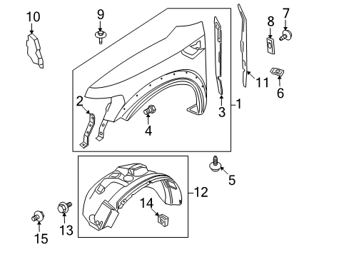 2011 Ford F-150 Fender & Components Fender Liner Diagram for AL3Z-16103-D