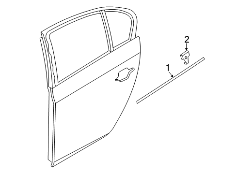 2012 BMW 550i GT Exterior Trim - Rear Door Channel Cover, Long, Outer Left Diagram for 51357196391