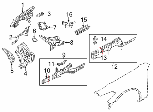 2018 Infiniti Q70 Structural Components & Rails Connector Assembly-HOODLEDGE, RH Diagram for 64190-1CA0A