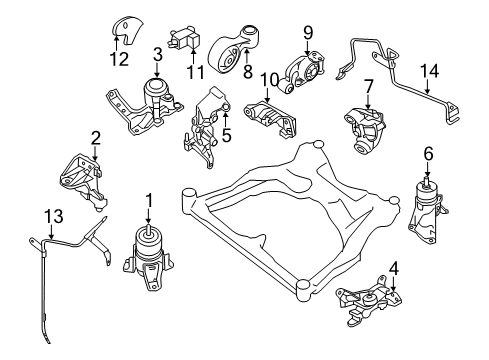 2011 Nissan Murano Engine & Trans Mounting Engine Mounting Support, Left Diagram for 11274-JP01B