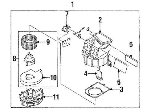 1995 Nissan 240SX Blower Motor & Fan Resistance-Electric Diagram for 27150-41B00