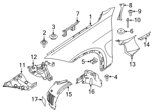 2019 BMW X6 Fender & Components Cover, Wheel Arch, Frontsection, Frontright Diagram for 51717333522