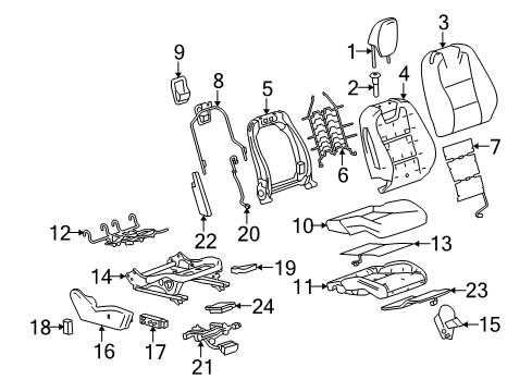 2014 Chevrolet Camaro Passenger Seat Components Seat Back Cover Diagram for 23162191