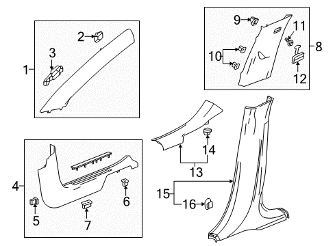 2020 GMC Terrain Interior Trim - Pillars, Rocker & Floor Sill Trim Retainer Diagram for 11547675