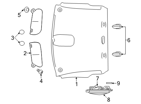 2017 Ram 1500 Interior Trim - Cab Visor Diagram for 1VF23BD1AC